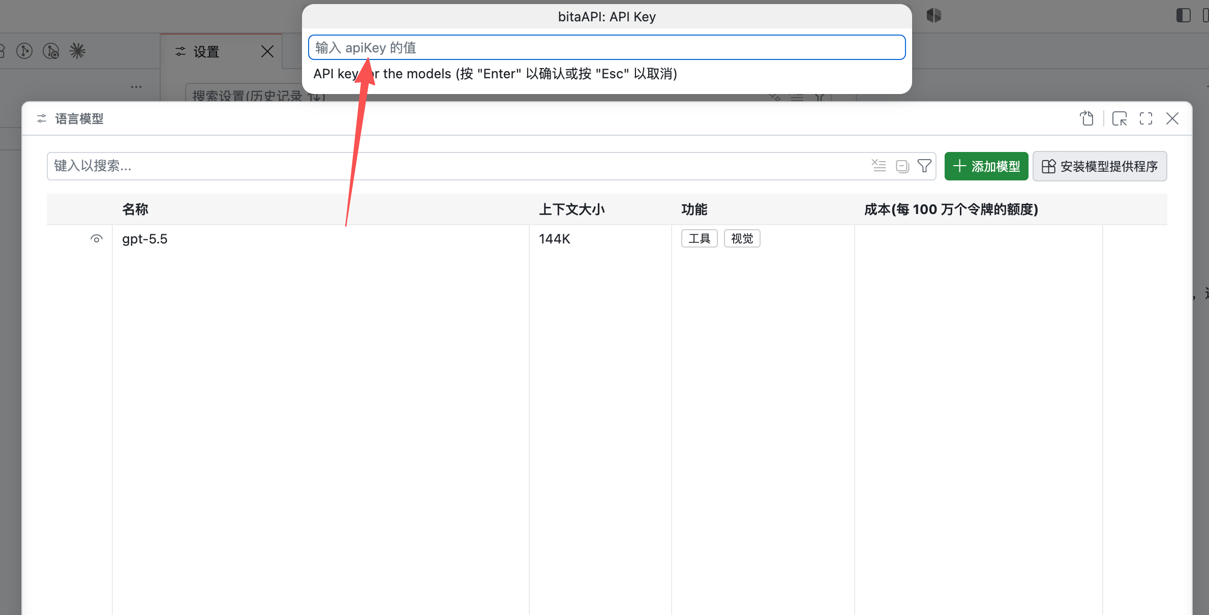 输入 Bita API 密钥